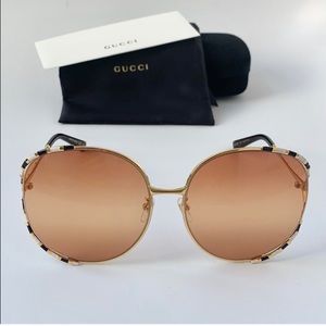 Gucci Gold and Brown Sunglasses